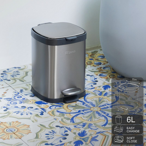 Dorsch Stainless Steel Pedal Bin 6 Liters - Modern Rounded Soft Close