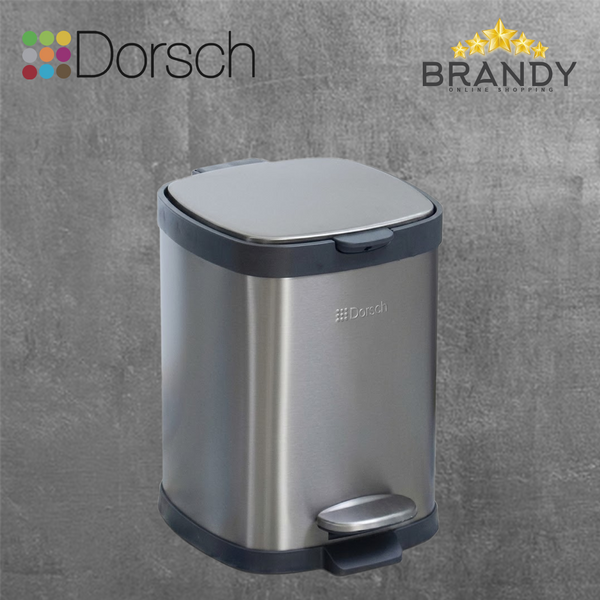 Dorsch Stainless Steel Pedal Bin 6 Liters - Modern Rounded Soft Close