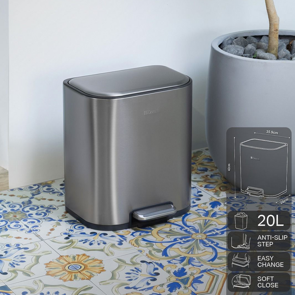 Dorsch Stainless Steel Pedal Bin 20 Liters - Soft Radius Soft Close
