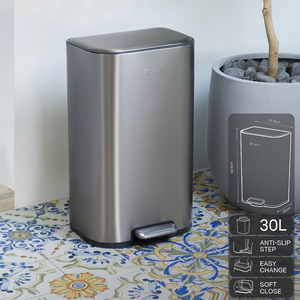 Dorsch Stainless Steel Pedal Bin 30 & 40 Liters - Soft Radius Soft Close