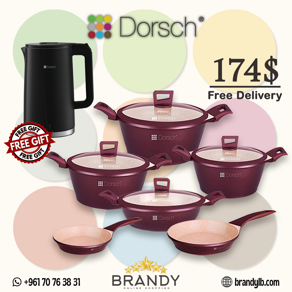 Dorsch Premium Granite Cookware Set 9pcs + Free Dorsch Electric Kettle