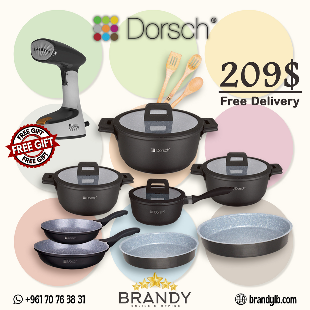 Dorsch Lifetime Granite Cookware Set 8pcs + Free Dorsch Steamer