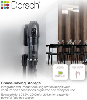Dorsch DustJet DH-07010 Cordless Stick Vacuum 380W 25.9V 0.4L + Free Luminarc 4 Glass Containers