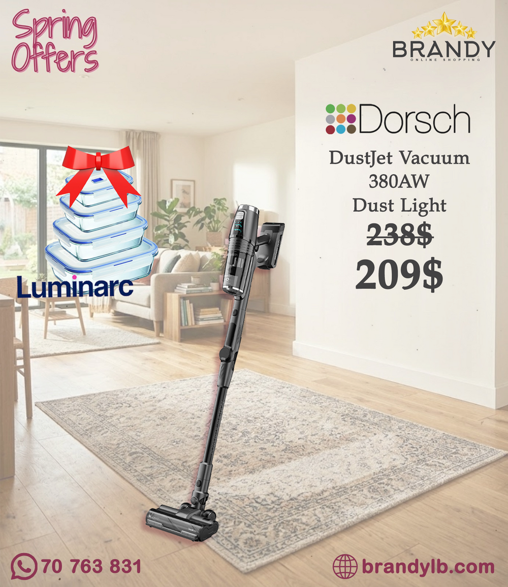 Dorsch DustJet DH-07010 Cordless Stick Vacuum 380W 25.9V 0.4L + Free Luminarc 4 Glass Containers