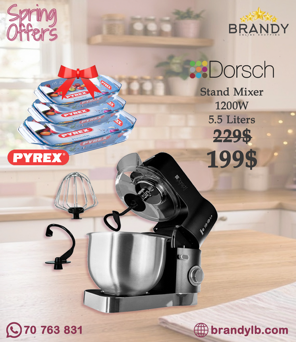 Dorsch SM500 Stand Mixer DH-07100 5.5L 1200W + Free Pyrex 3 Glass Roasters