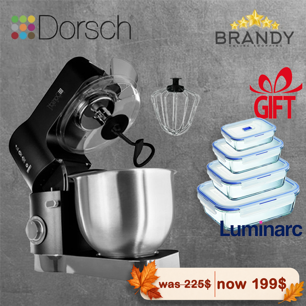 Dorsch SM500 Stand Mixer DH-07100 5.5L 1200W with Free Luminarc 4 Glass Food Containers