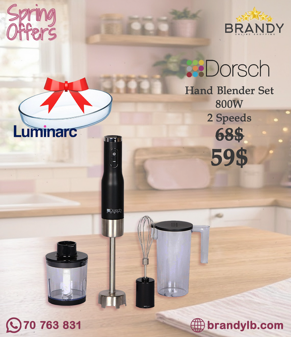 Dorsch Hand Blender DH-07200 800W with Whisk, Chopper and Beaker + Free Luminarc Oven Roaster