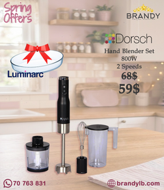 Dorsch Hand Blender DH-07200 800W with Whisk, Chopper and Beaker + Free Luminarc Oven Roaster