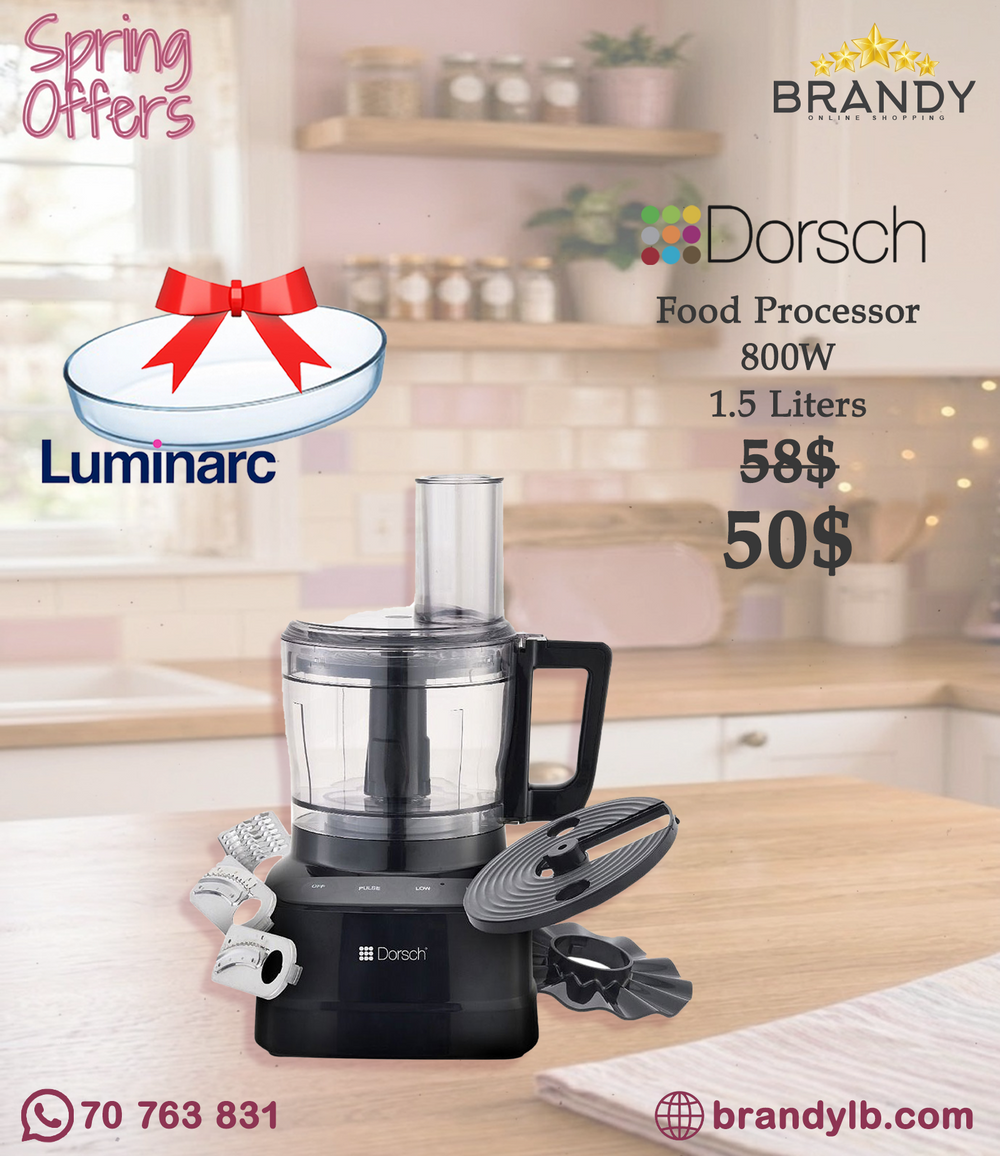 Dorsch Compact Food Processor DH-07215 1.5L 800W 2-Speed + Free Luminarc Oven Roaster