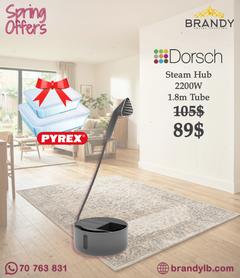 Dorsch Garment Steam Hub 2180W Garment Steamer 600ml + Free Pyrex 2 Glass Containers
