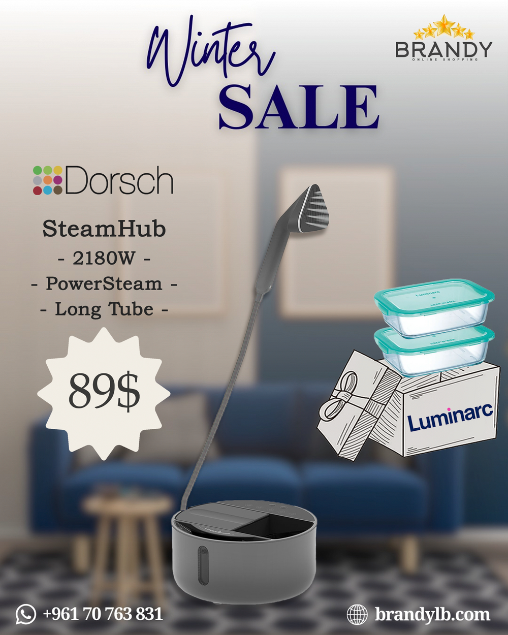 Steam Generator 2200W - 600ml, Steam Hub SH-500 + Free 2 Luminarc Glass Containers