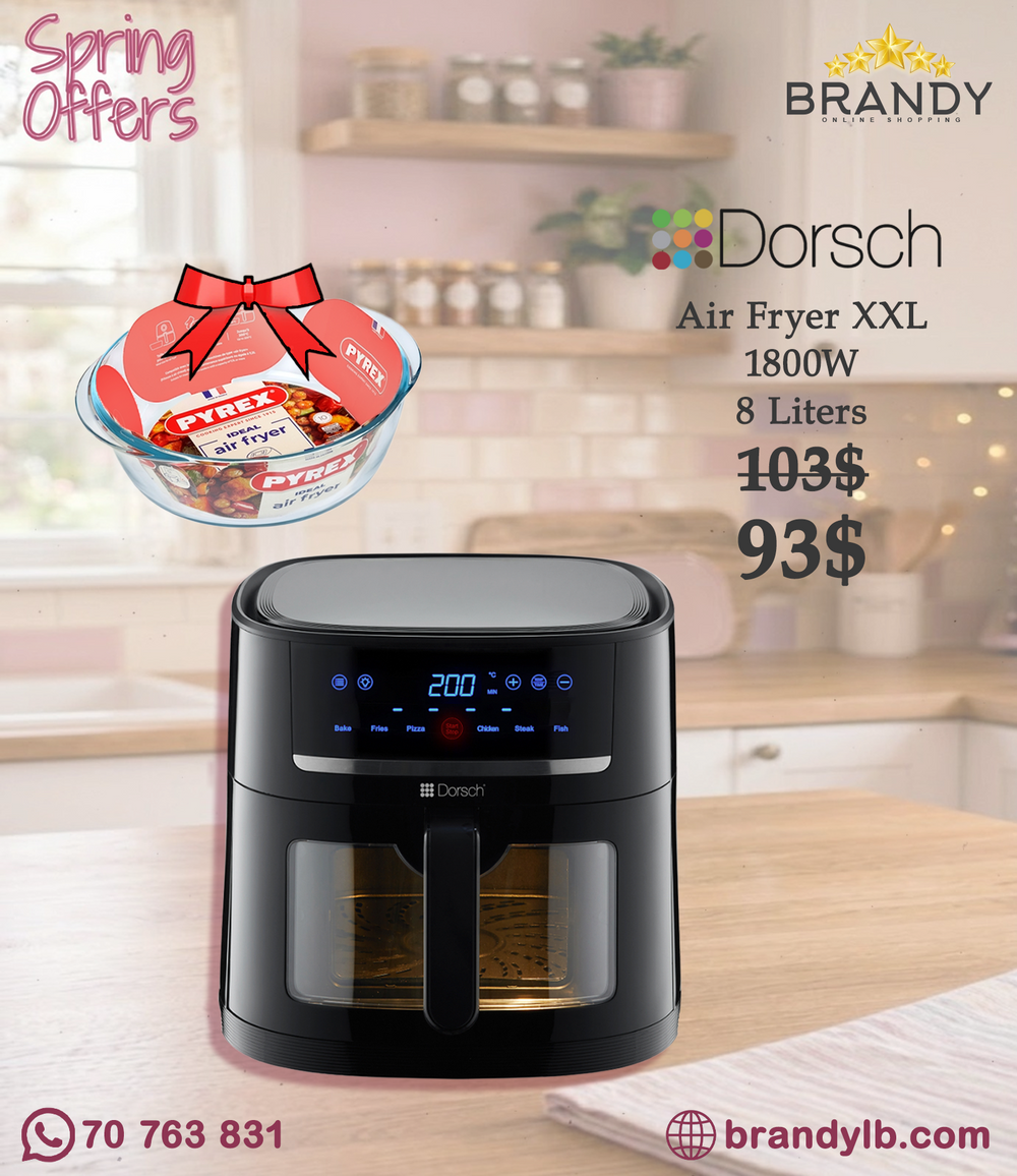 Dorsch AF-600 Air Fryer Digital XXL 8L Glass Window 1800W + Free Pyrex Roaster