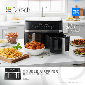 Dual Air Fryer Digital 11L AF-820 - Independent Heat Control