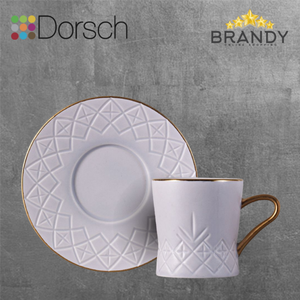 Dorsch Regency White Porcelain Coffee Cups Set 6pcs 90ml with Saucers-1