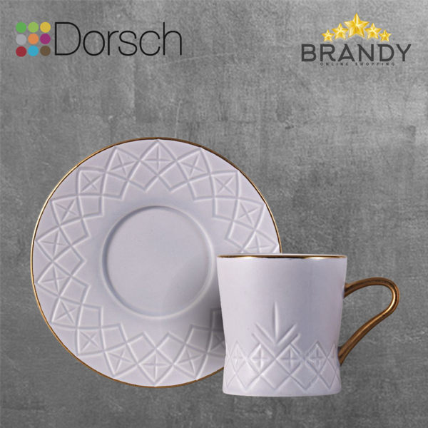Dorsch Regency White Porcelain Coffee Cups Set 6pcs 90ml with Saucers-1