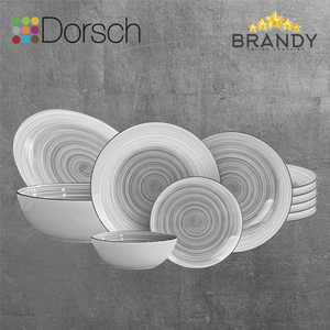 Dorsch Ripple Gray Stoneware Dinner Set 26pcs-1