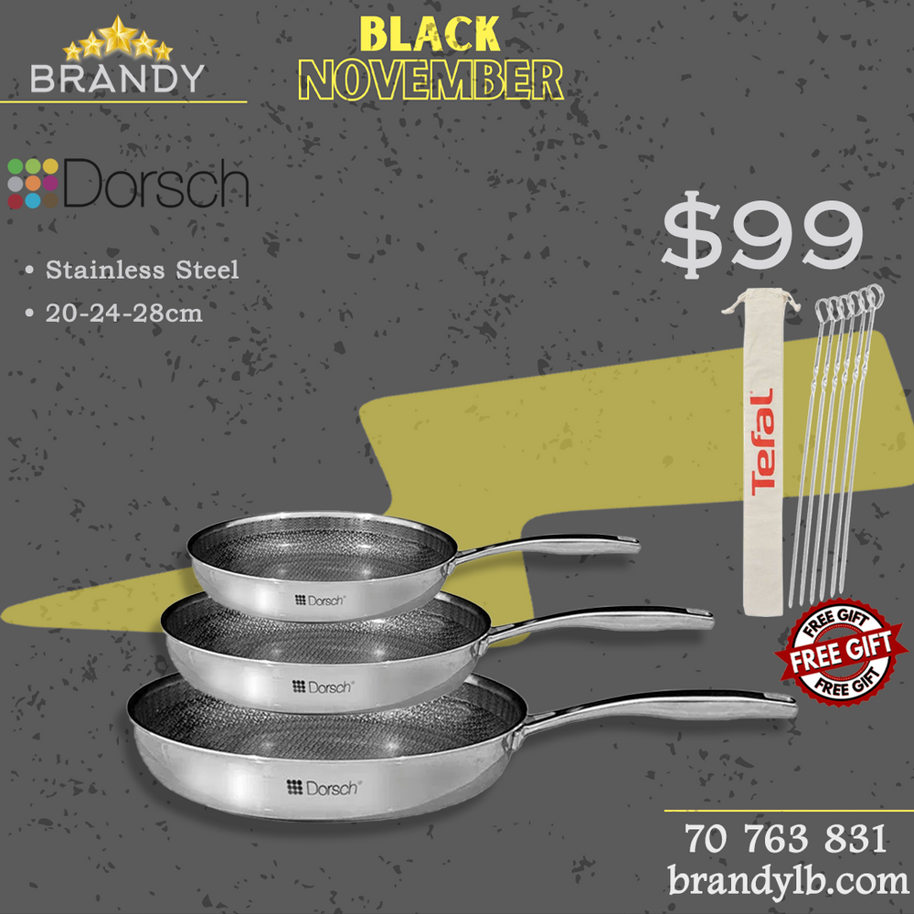 Steel Pro Set 3 Frypans + Free Tefal Skewers