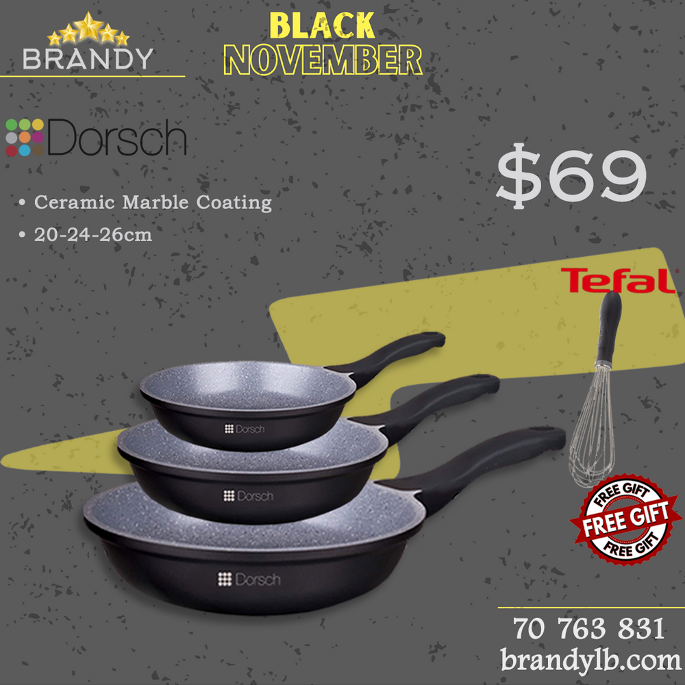 Lifetime Granite Set 3 Frypans + Free Tefal Whisk Stainless