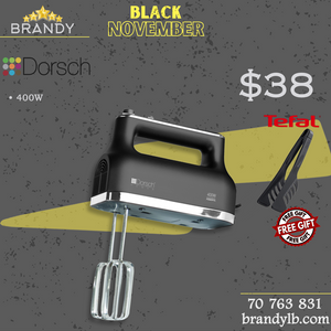 Hand Mixer DH-07230, 400W, 5 Speeds + Free Tefal Tongs