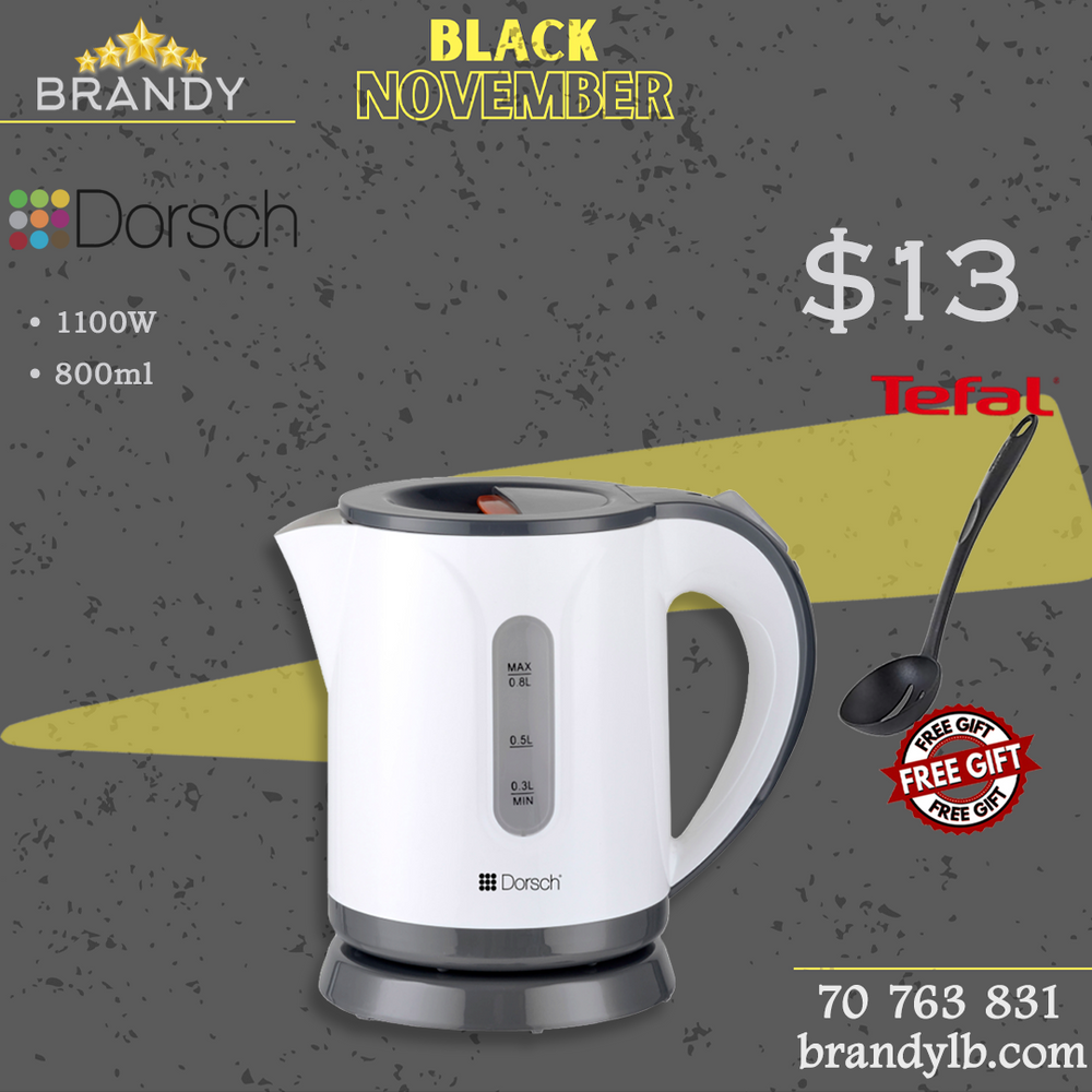 Mini Kettle 0.8L EK-34 with Automatic Shut Off + Free Tefal Spoon