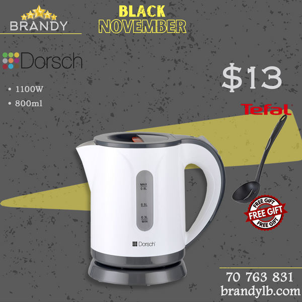 Mini Kettle 0.8L EK-34 with Automatic Shut Off + Free Tefal Spoon