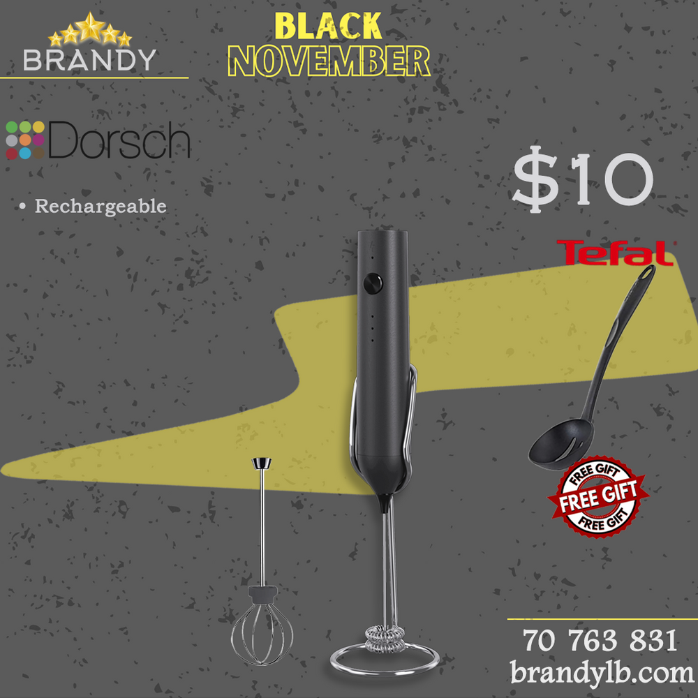 Black Cappuccino Maker with Extra Whisk + Free Tefal Spoon