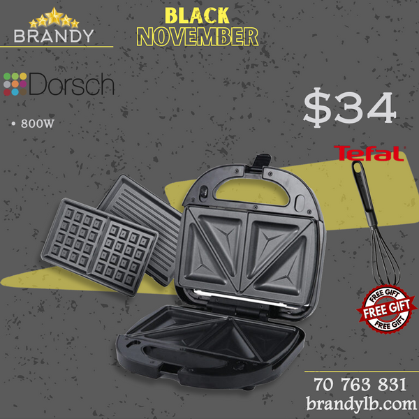Sandwich & Waffle Maker SM-30 + Free Tefal Whisk