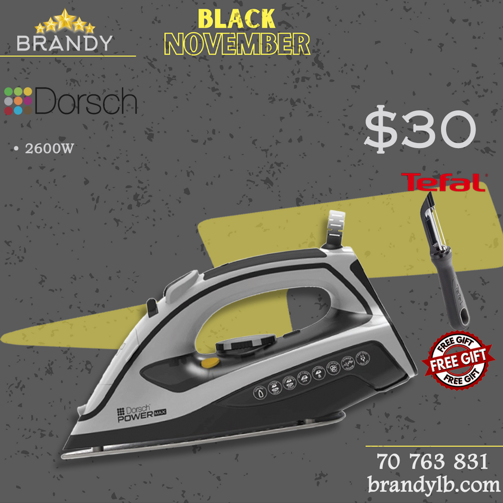 Steam Iron PowerMax IR-500, Adjustable Steam + Free Tefal Peeler