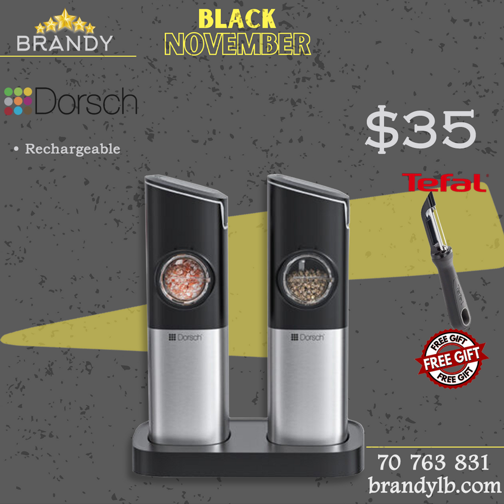Salt & Pepper Electric Shakers DH-07920, Rechargeable, Gravity Activated, Adjustable Coarseness + Free Tefal Peeler