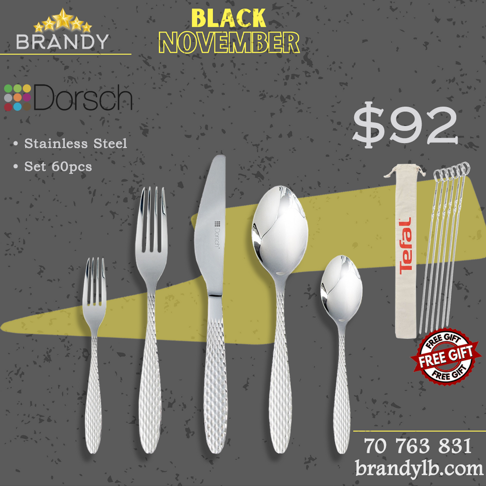 Diamond Cutlery Set 60pcs Stainless Steel + Free Tefal Skewers