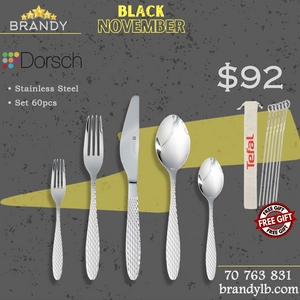 Diamond Cutlery Set 60pcs Stainless Steel + Free Tefal Skewers