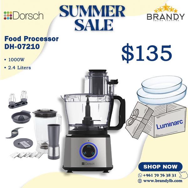 Food Processor 2.4L FP-78 + Free 2 Luminarc Roasters