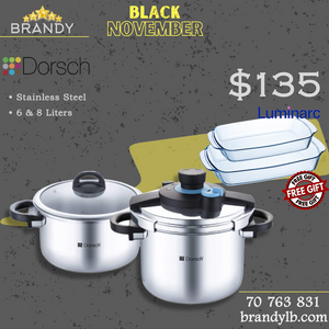Go Press Pressure Cooker Set 6L & 8L + Free Luminarc 2 Roasters