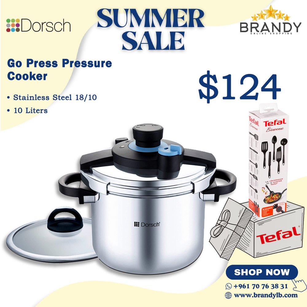 Go Press Pressure Cooker 10L + Free Kitchen Tools Set 5pcs