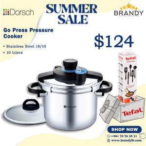 Go Press Pressure Cooker 10L + Free Kitchen Tools Set 5pcs