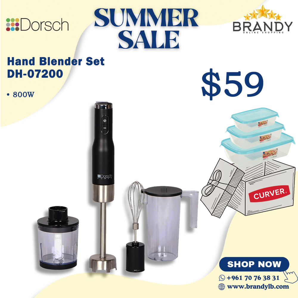 Hand Blender Set DH-07200 + Free Curver Set 3 Containers