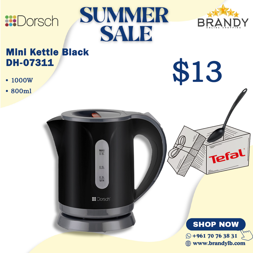 Mini Kettle 0.8L EK-35 + Free Tefal Spoon