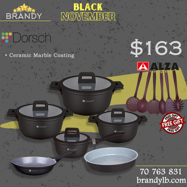 Lifetime Granite Cookware Set 6pcs + Free Alza Utensils Set