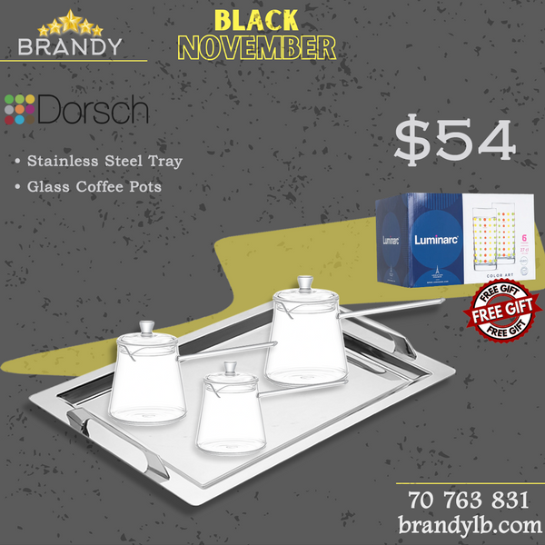 Luxe Silver Coffee Set + Free Luminarc Cups