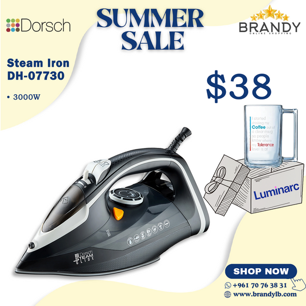 Steam Iron SteamGlide, Powerful Steam + Free Luminarc Mug