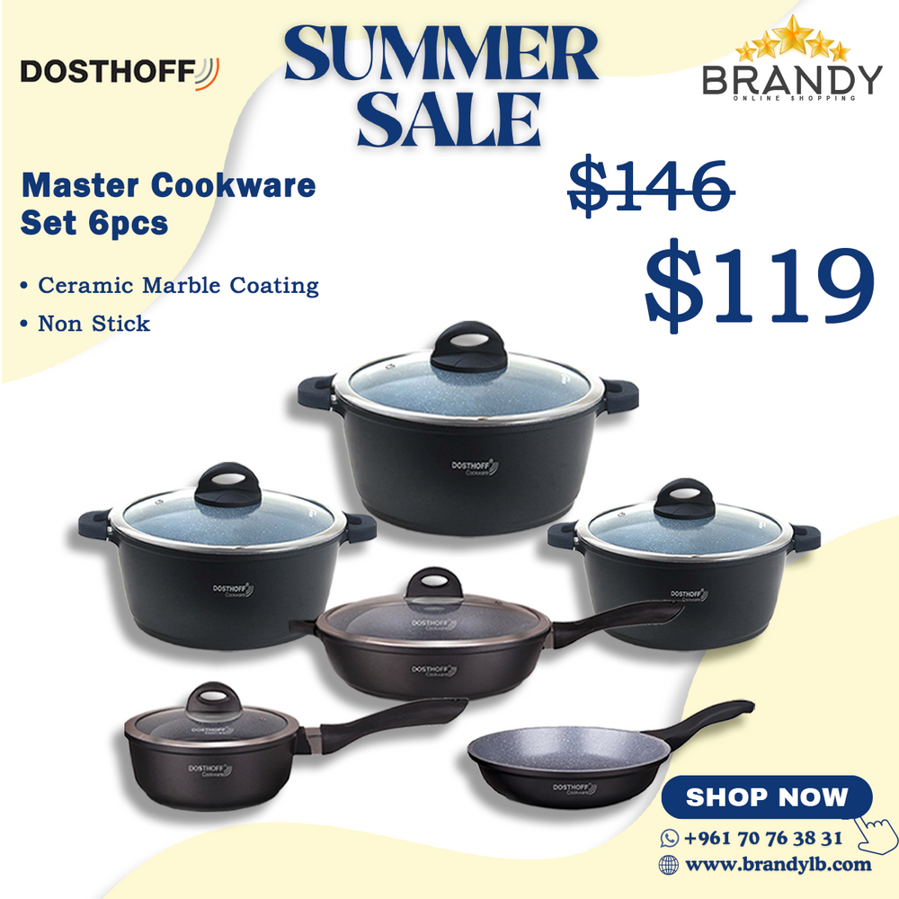 Master Cookware Set 6pcs, Non-Stick Marble Coating