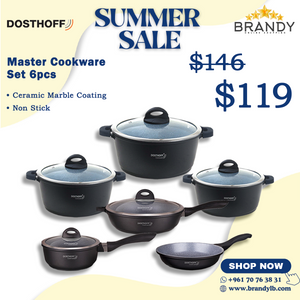Master Cookware Set 6pcs, Non-Stick Marble Coating