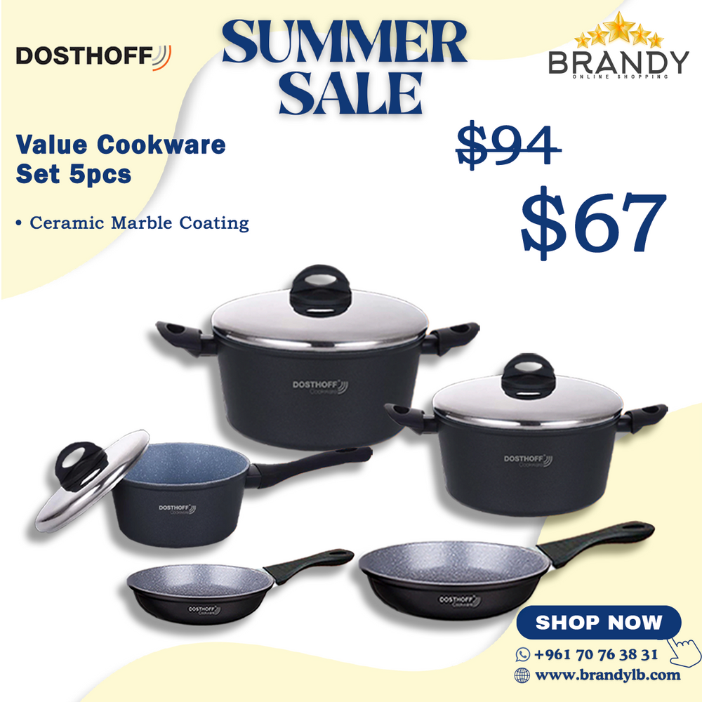 Value Cookware Set 5pcs Non-Stick Marble