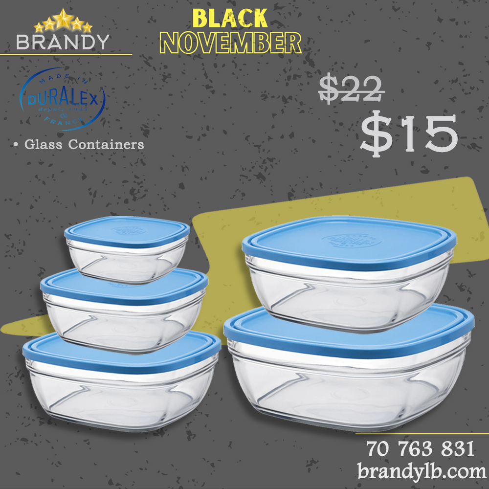 Freshbox Set 5 Square Food Containers - Blue