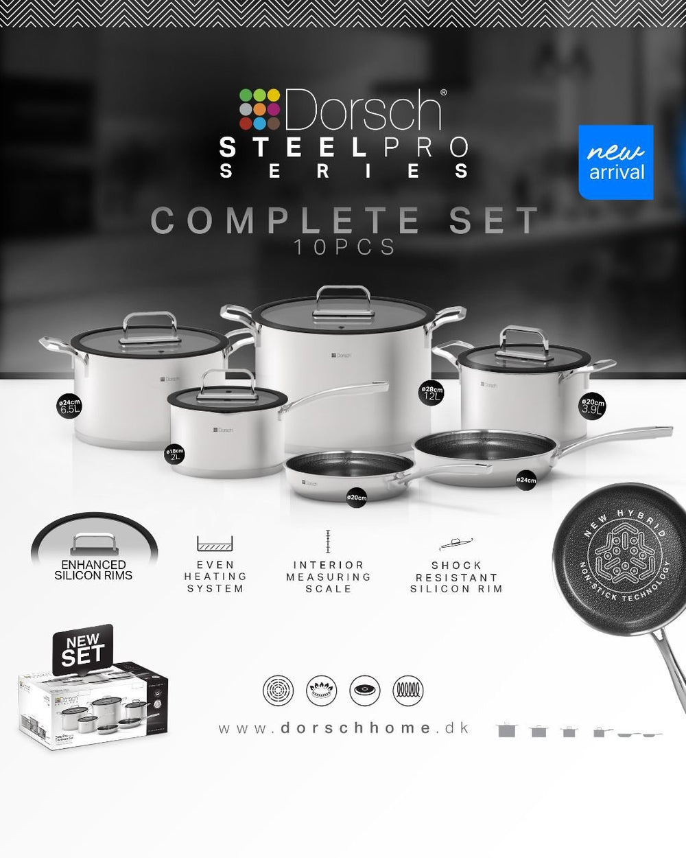 Steel Pro Cookware Set 6pcs + Free Luminarc Pure Box Set