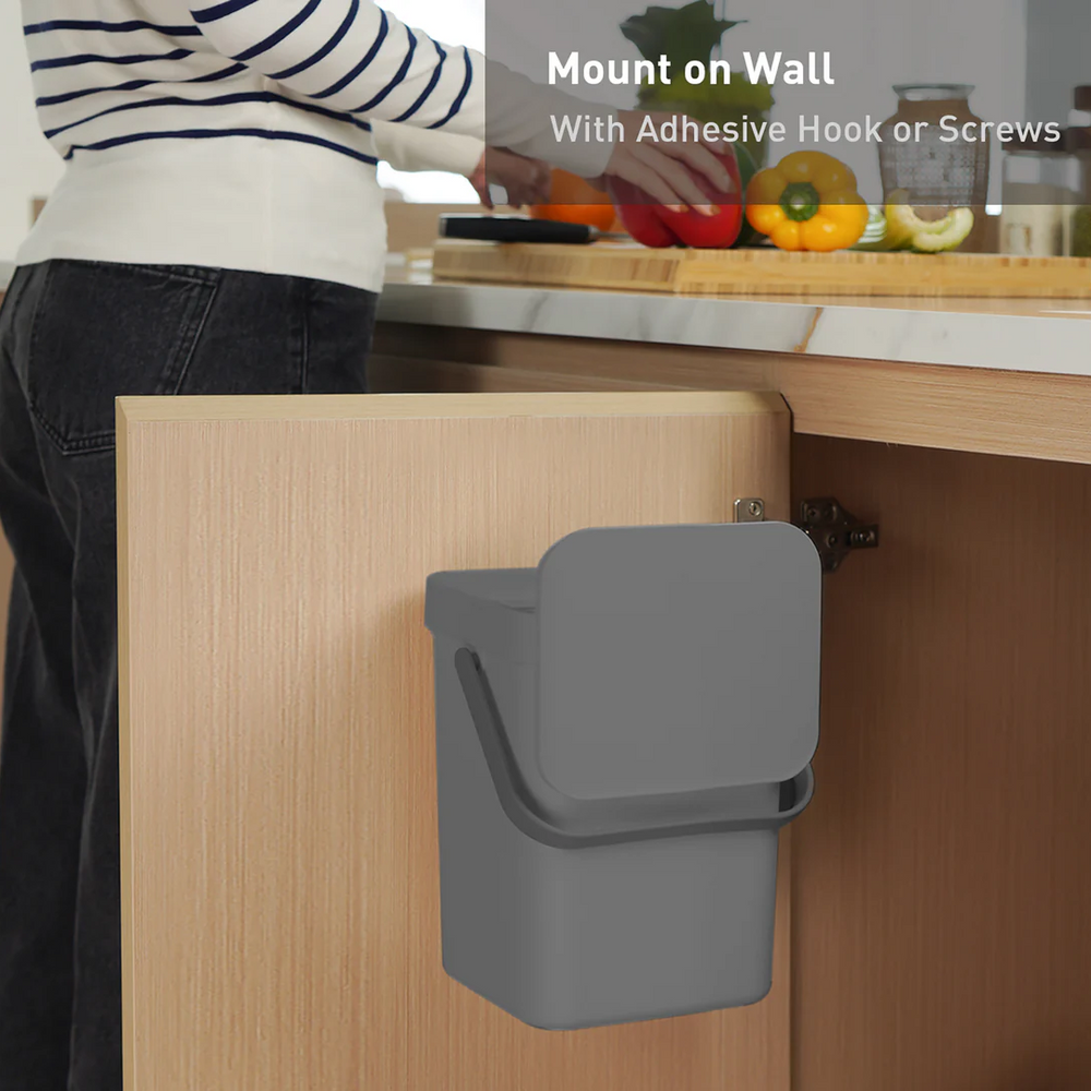 EKO Puro Plus Plastic In-cabinet Bin Grey 10L EK6028P-10L-GR