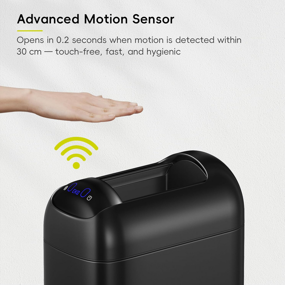 EKO Astro Slim Sensor Bin Matt Black 10L EK9100-10L-MBS-1