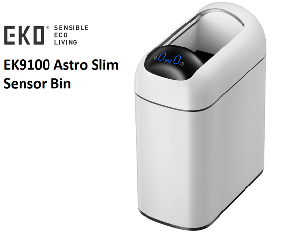 EKO Astro Slim Sensor Bin Matt White 10L EK9100-10L-MWS-3