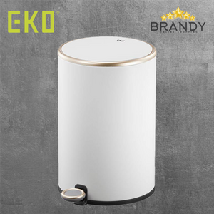 EKO Cosmo Pedal Bin Stainless Steel Matt White 6L EK9330P-6L-MWS