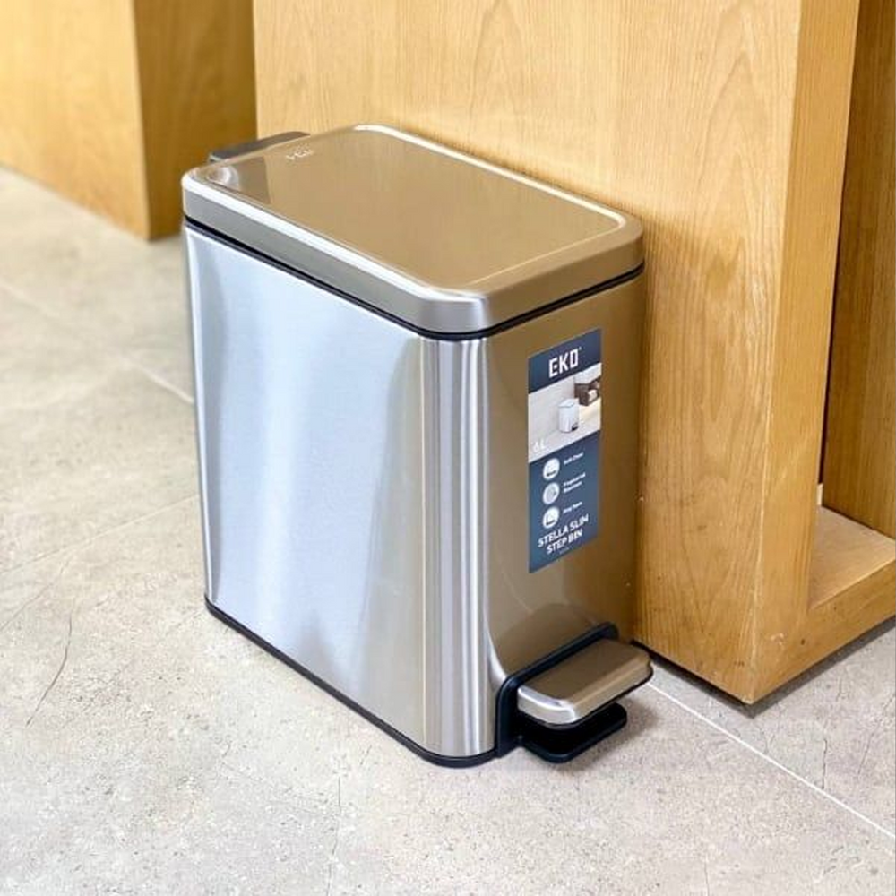 EKO Stella Slim Pedal Bin Stainless - 6 & 10 Liters-1